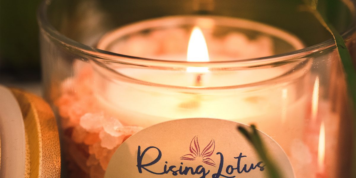 Close up of Himalayan Salt Crystal Candle from Rising Lotus Scented Candles