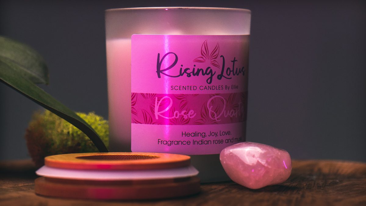 Rose Quartz Crystal Candle from Rising Lotus Scented Candles, Hull, East Yorkshire