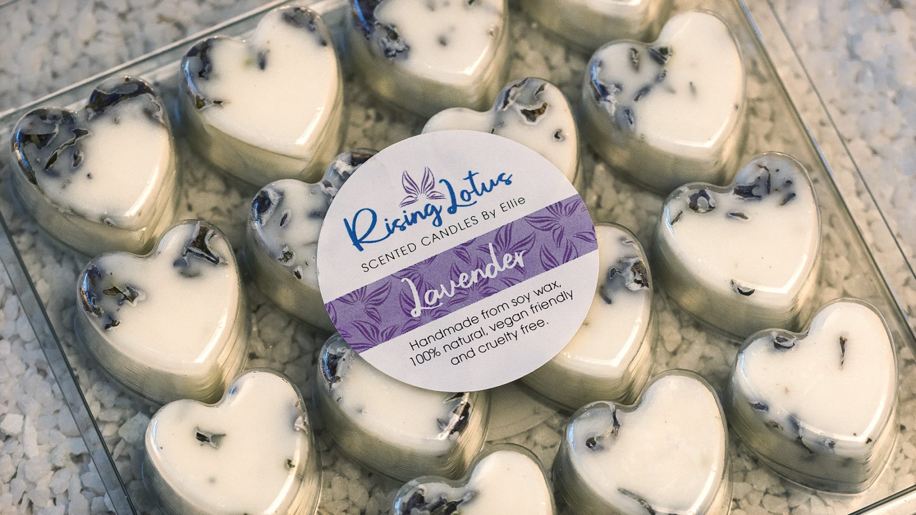 Heart-shaped lavender-scented wax melts